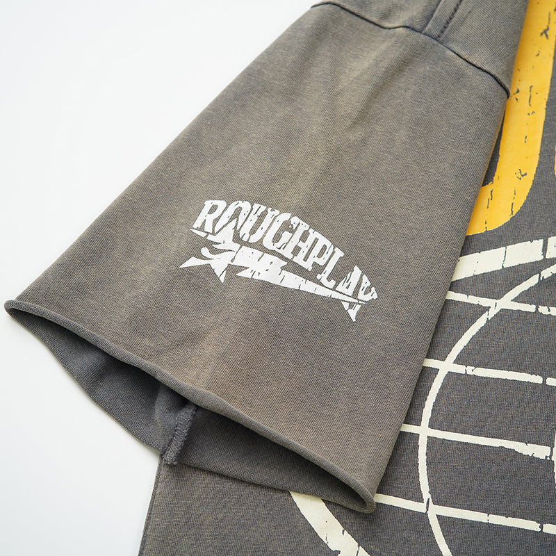 Rough Play T Shirts RoughPlay White Ink Direct Injection Hot Diamond Pure Cotton Street