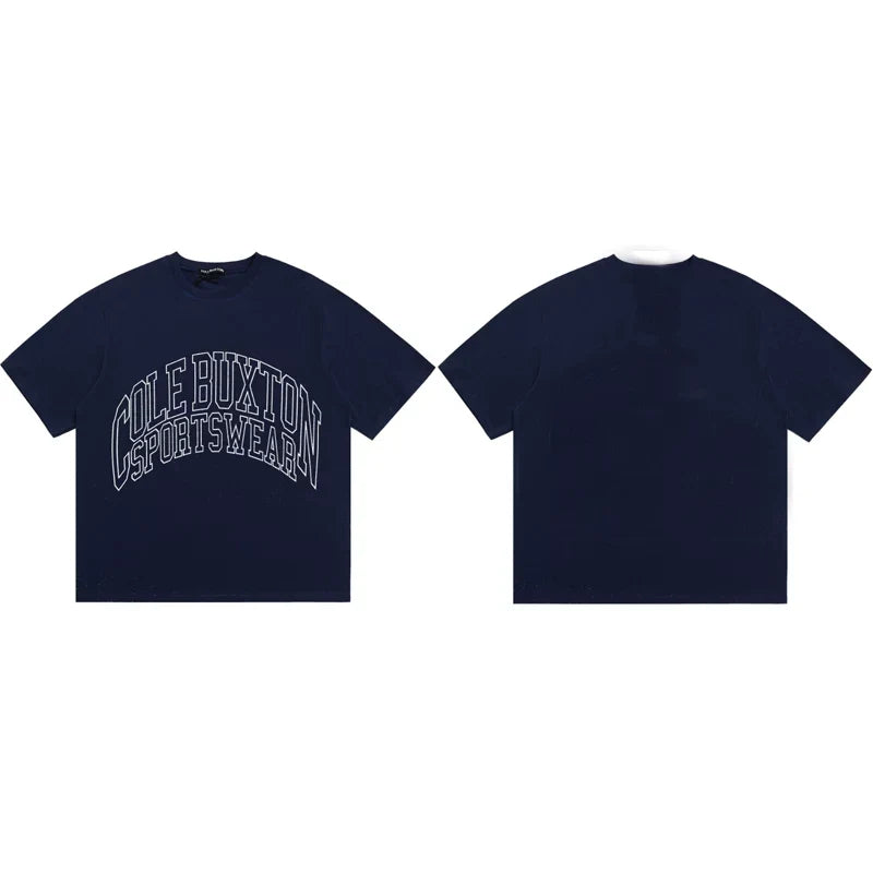 Cole Buxton Navy Arched Gothic Varsity Logo T-Shirt